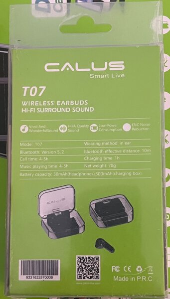 Calus T07 Wireless Earbuds Bluetooth 5.2