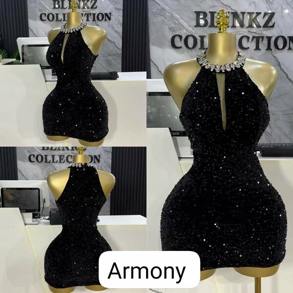 Robe noire pailletée élégante