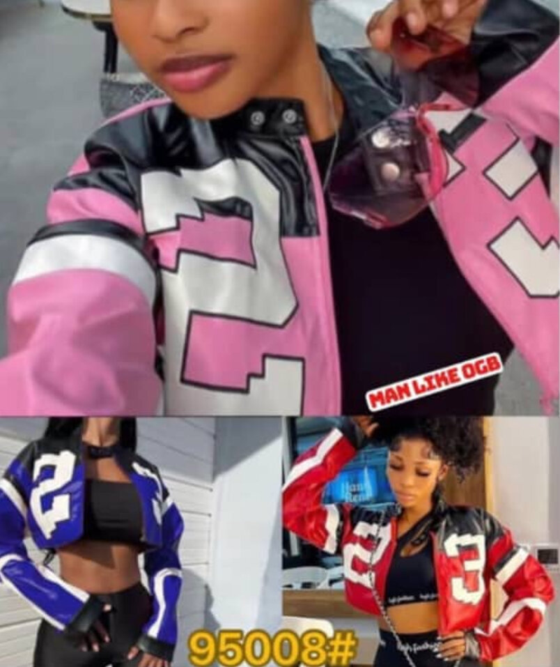 Veste Courte en Blocs de Couleur