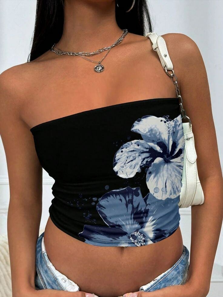 Top bandeau à fleurs élégantes