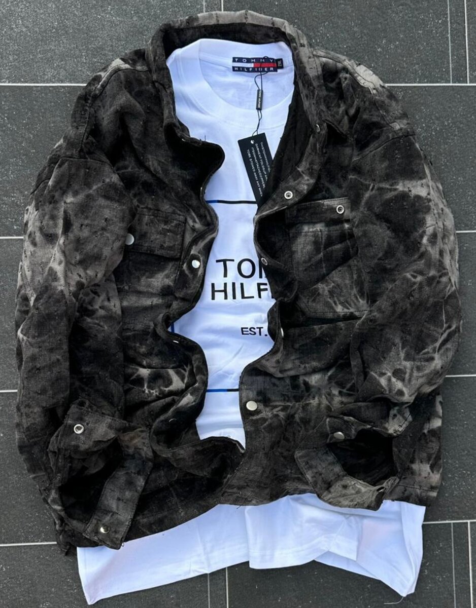 Veste en jean délavée mode