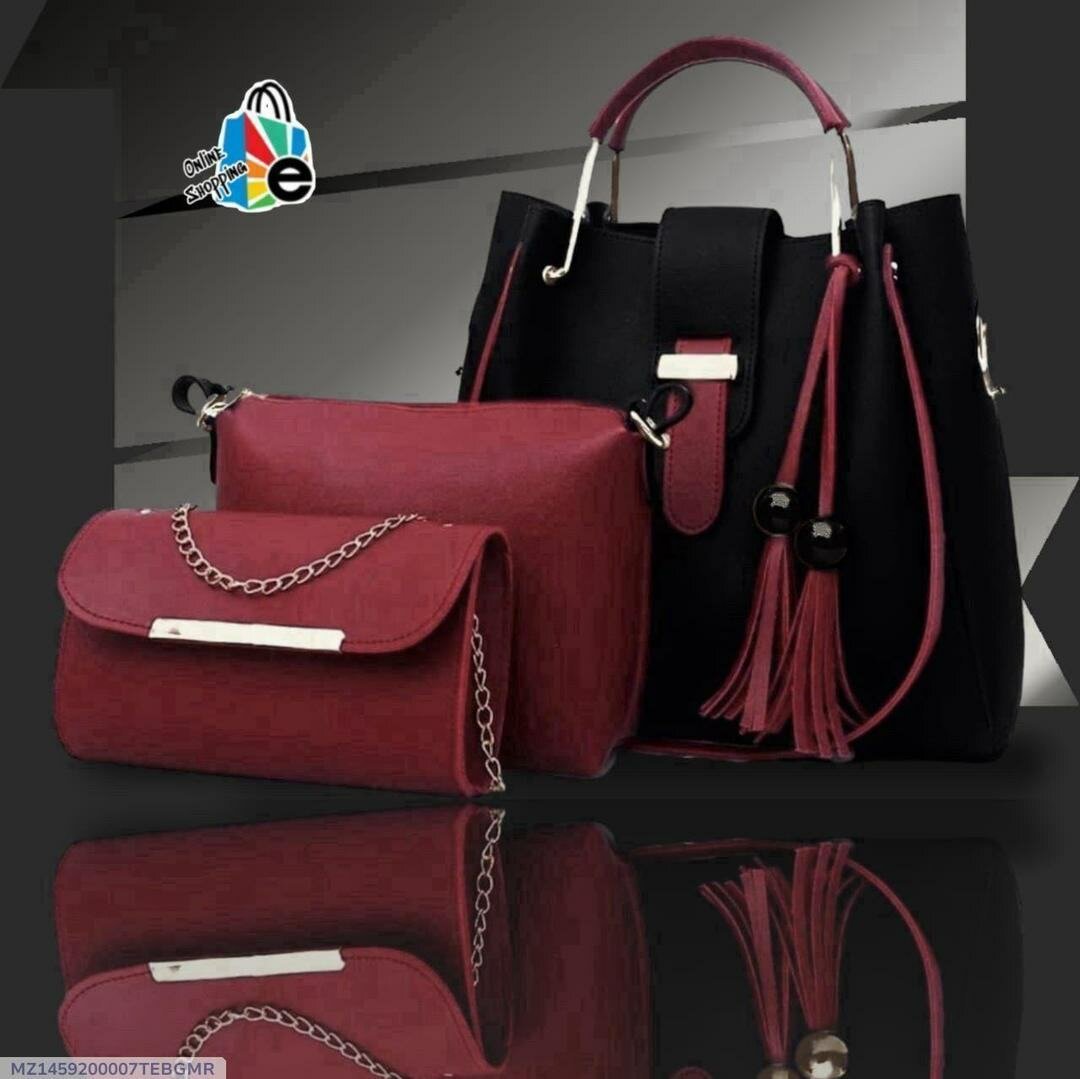 Stylish leather handbag purse set 3 piece.
