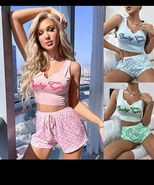 cotton T-shirt and plaid shorts