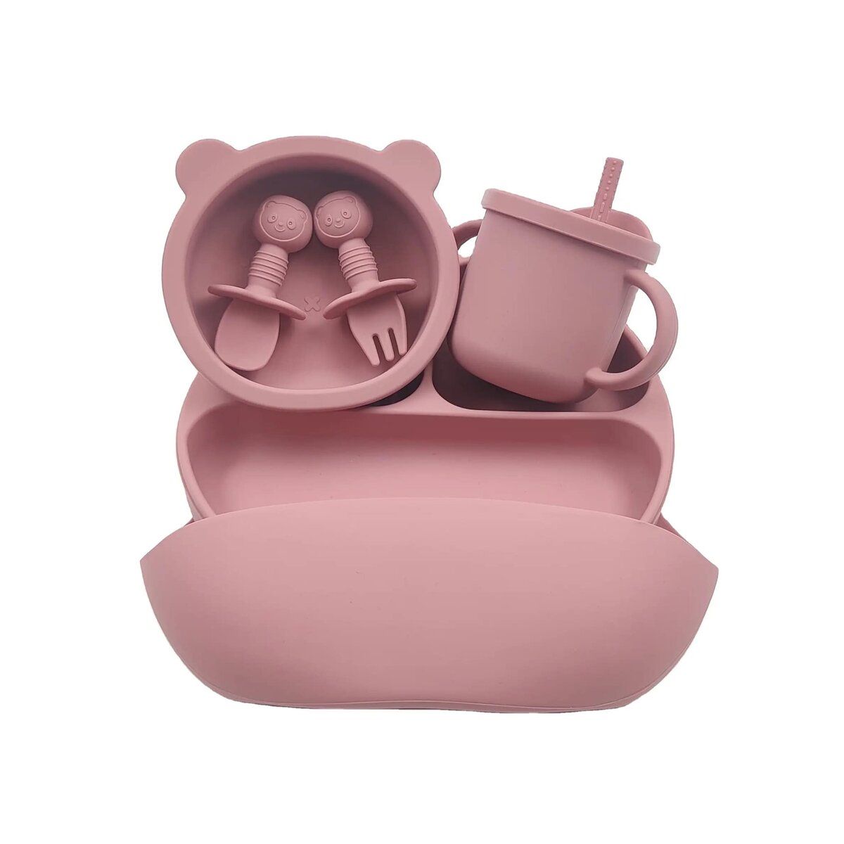 3 in 1 Feeding Set Bowl Baby Suction Plate Silicone