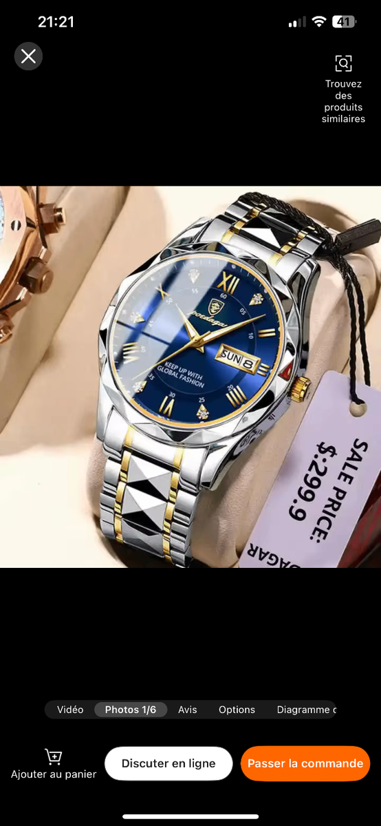 Montre PORDAGAR Fond Bleu