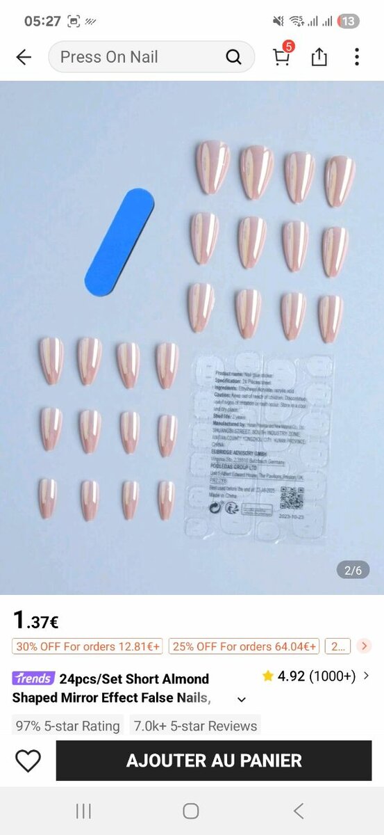 Faux ongles Miroir Amande