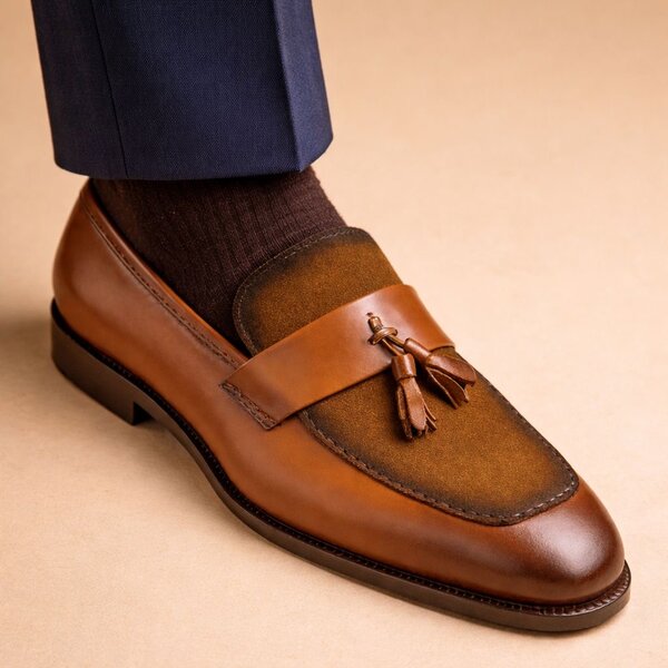 Mocassins en cuir à glands