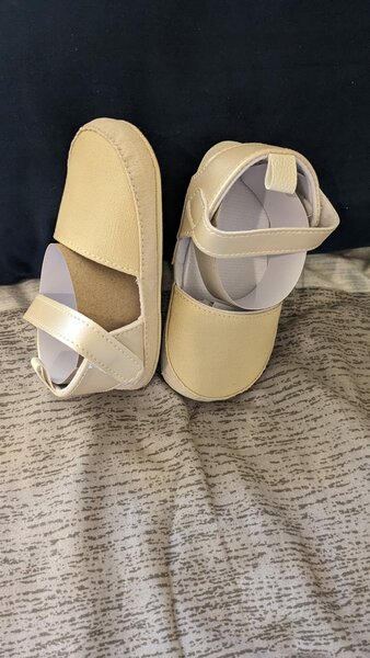 Beige fabric sandals