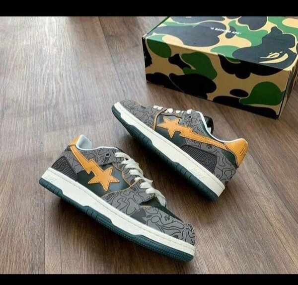 Bape sneakers homme gris et jaune