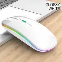 Wireless Mouse, Rechargeable Slim Silent Mouse 2.4G Portable Mobile Optical Office Mouse with USB Receiver