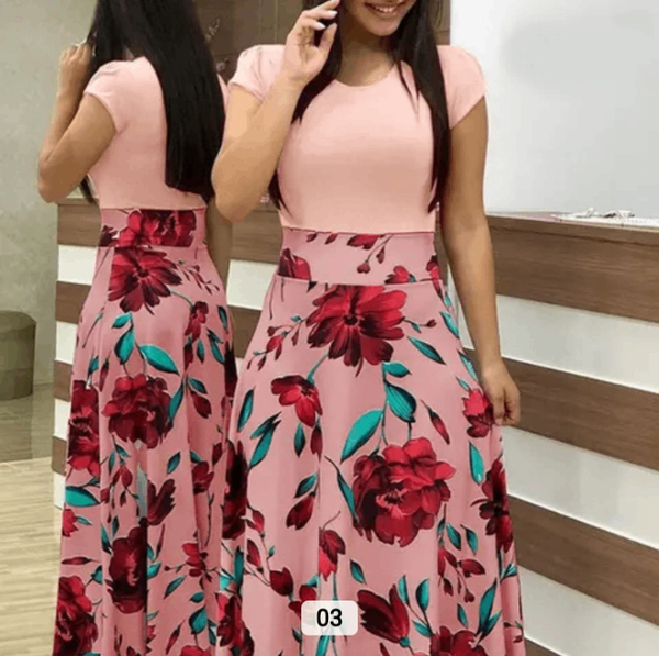ROBE LONGUE ÉLÉGANTE D'ÉTÉ IMPRIMÉE FLORAL, DÉCONTRACTÉ