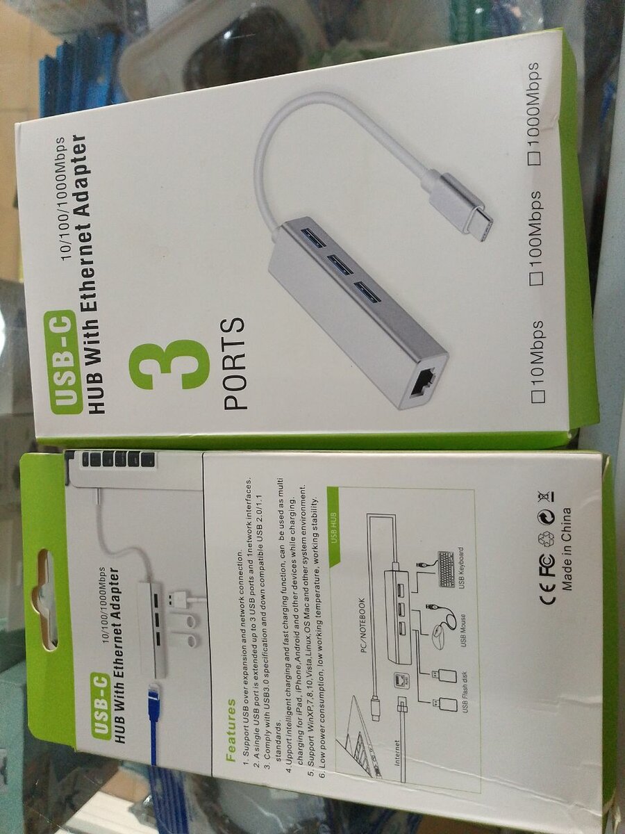 USB -C TO HUB WITH ETHERNET ADAPTER 3PORT