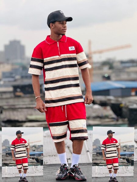 Tenue décontractée rayée homme