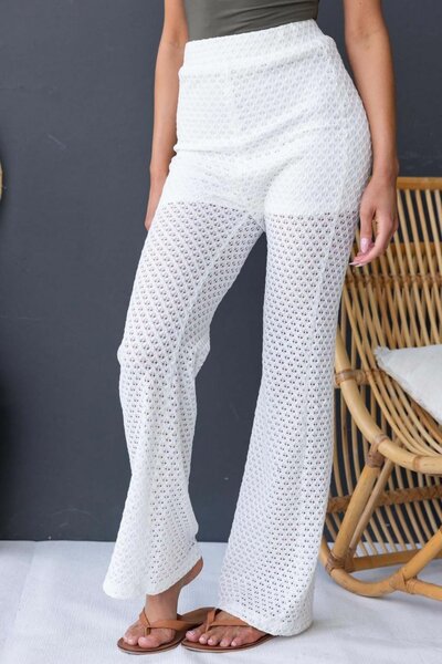 White Crochet Beach Pants