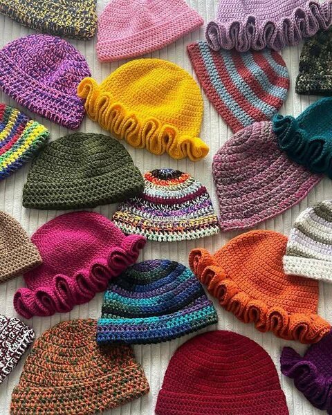 Chapeaux Crochet Colorés à Volants