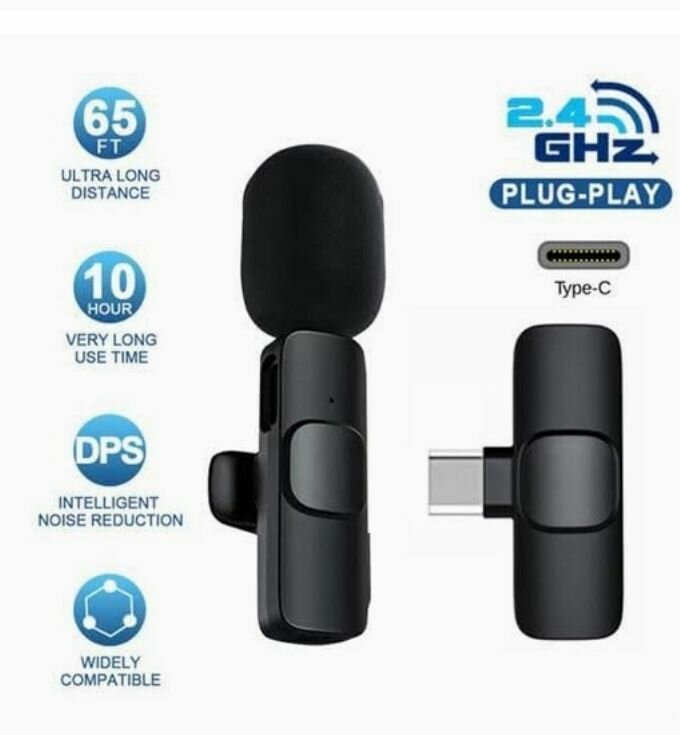 Wireless Lavalier Microphone Portable Audio.