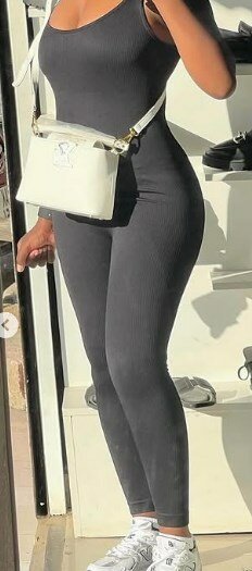 Seamless Knit Ribbed Jumpsuit black