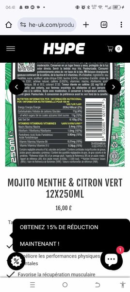 Hype Energy Mojito Boisson Énergétique