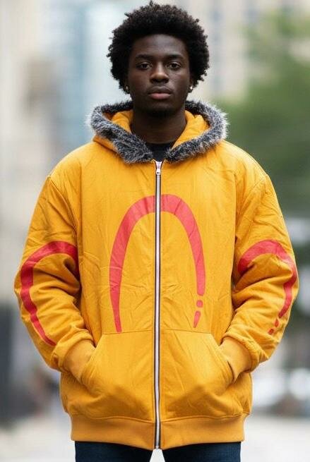 Veste à capuche Homme en Fausse Fourrure