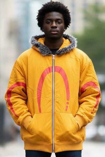 Veste à capuche Homme en Fausse Fourrure