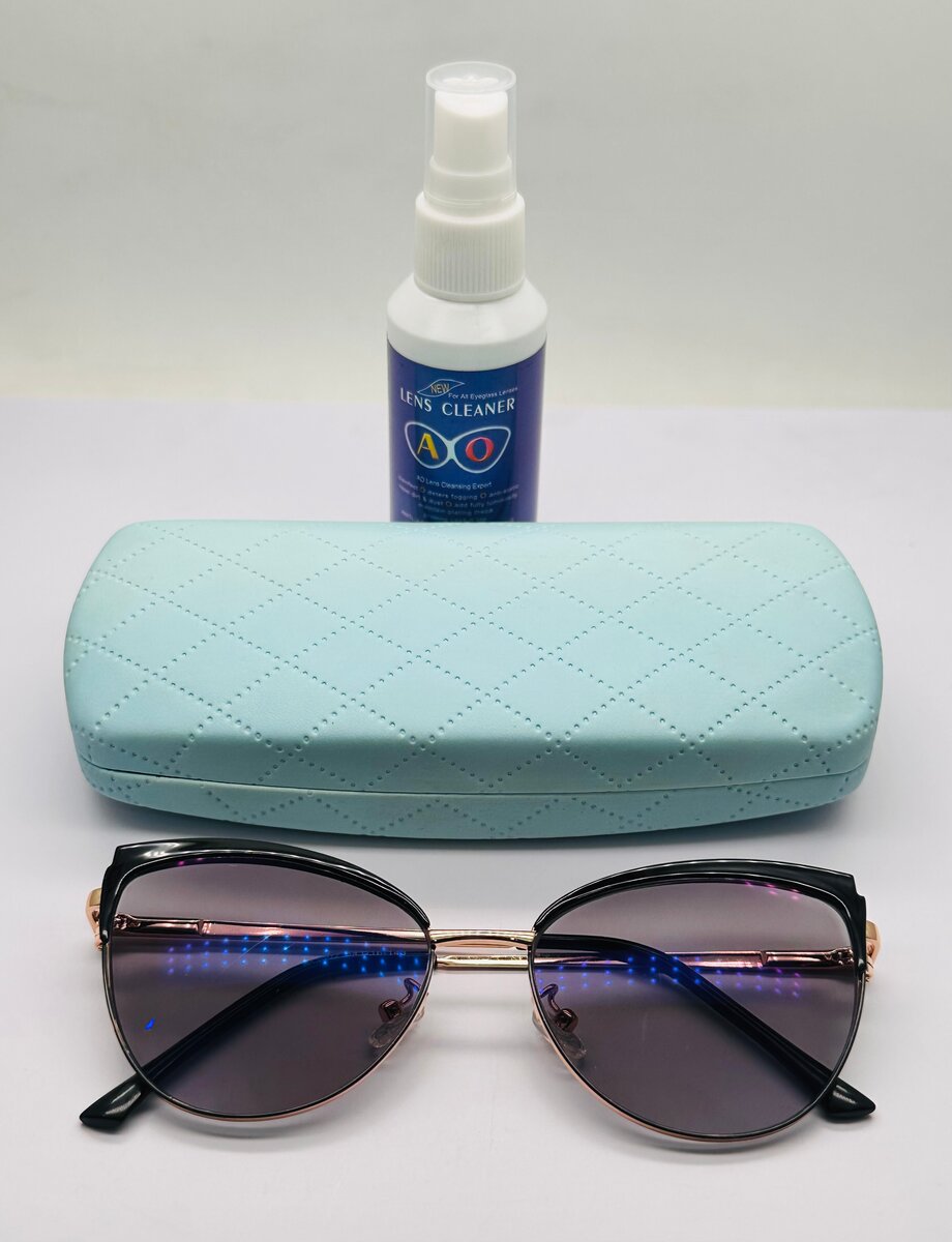 Lunettes de soleil avec étui et spray nettoyant
