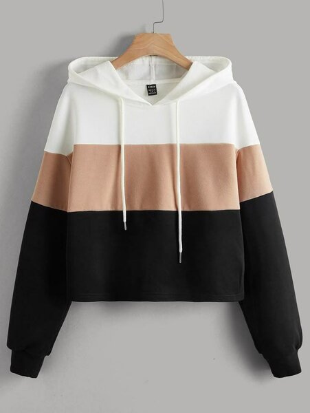 Sweat à capuche tricolore femme