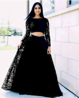 Black Lehenga Choli, Length: Choli 20 Inches, Lehnga 42 Inches, ( Fabric Net And Katansilk)