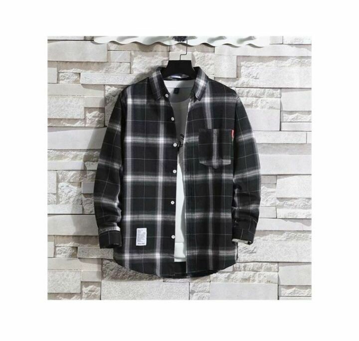 Men's Long Sleeve Plaid Shirt - Black/Blue/Red