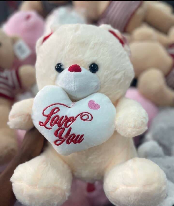 Nounours en peluche rouge avec cœur