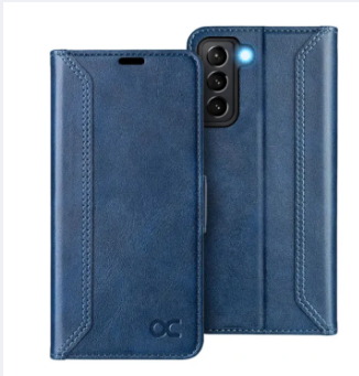 Phone Case Compatible with Galaxy S21 5G Wallet Case With Card Slots, RFID Blocking, TPU Inner Shell, Kickstand, PU Leather Flip Folio Phone Cover 6.2 Inch (2021) -Blue