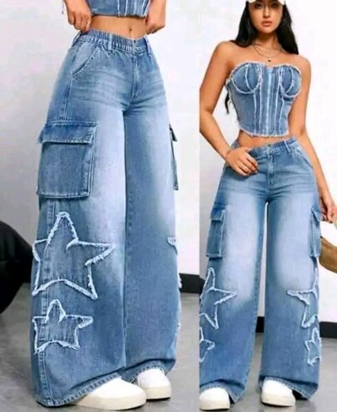 Pantalon cargo femme ample délavé