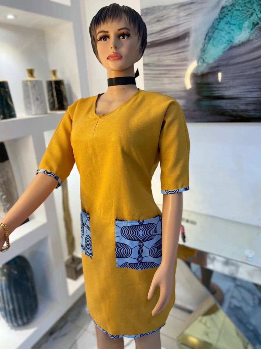African Print Yellow Mix Dress