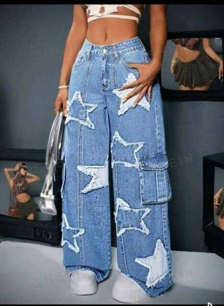 Jean large à motifs étoiles