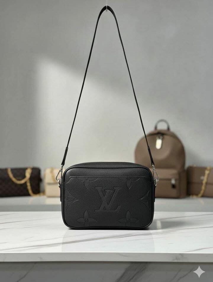 Sac bandoulière noir en cuir