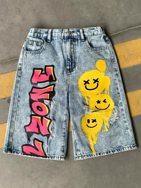 Shorts en jean graffiti