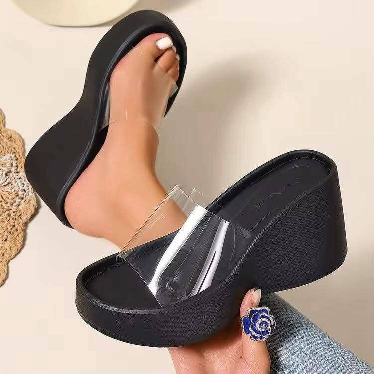 Sandales Compensées Transparentes