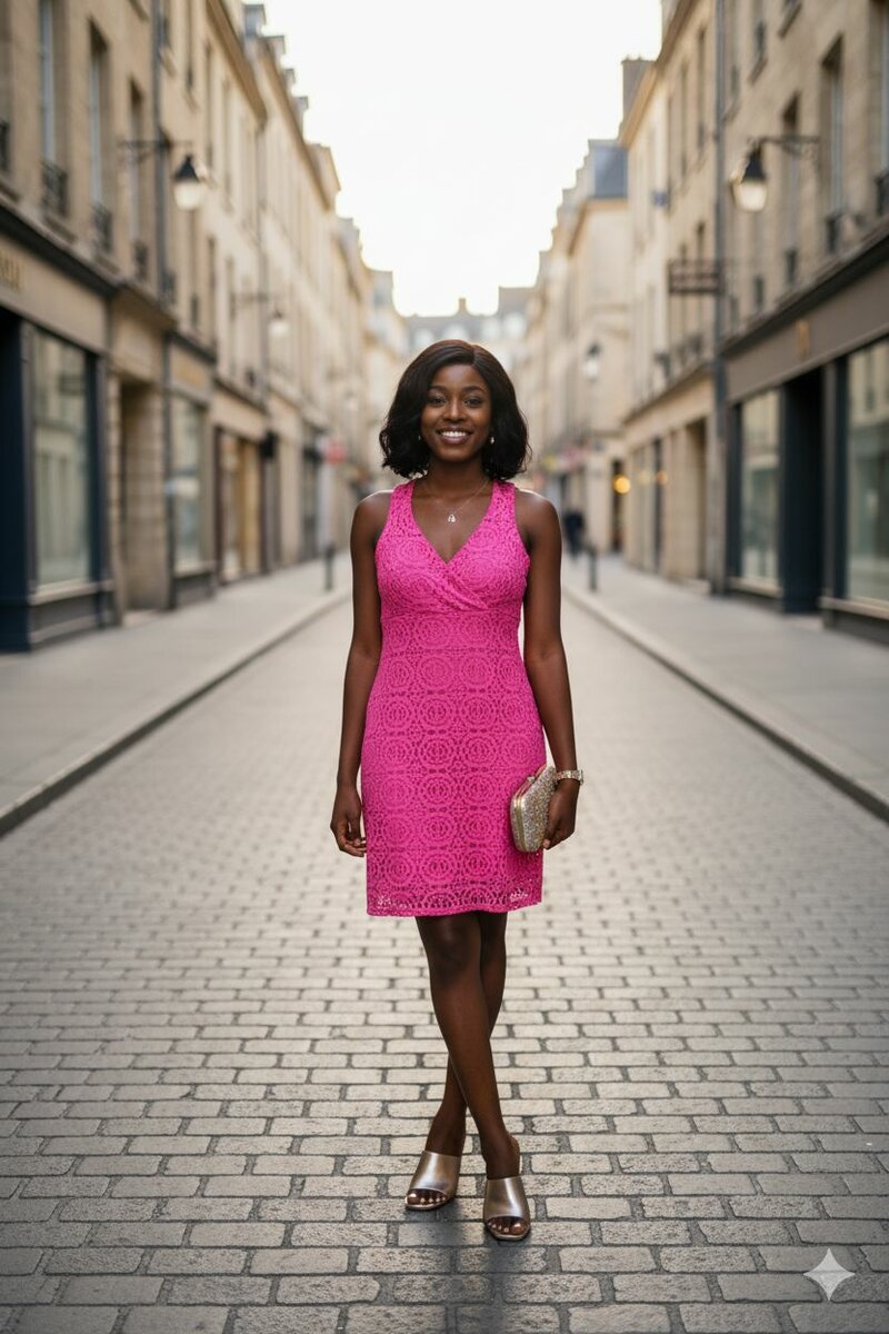 Robe en dentelle rose élégante