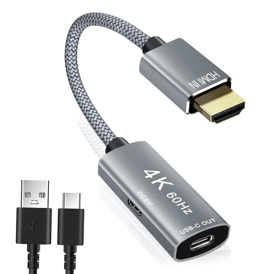 HDMI mâle vers USB-C femelle avec câble Type-C,convertisseur
