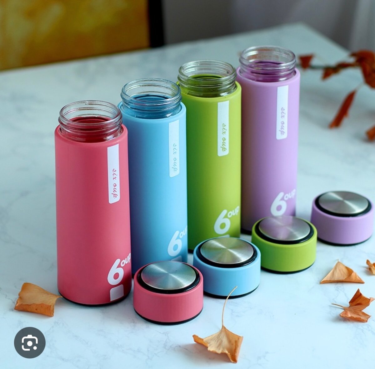 Glass water or juice bottle