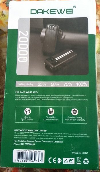 DAKEWEI Power Bank 20000mAh