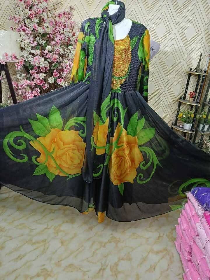 Beautiful floral print Stitched fork & dupata