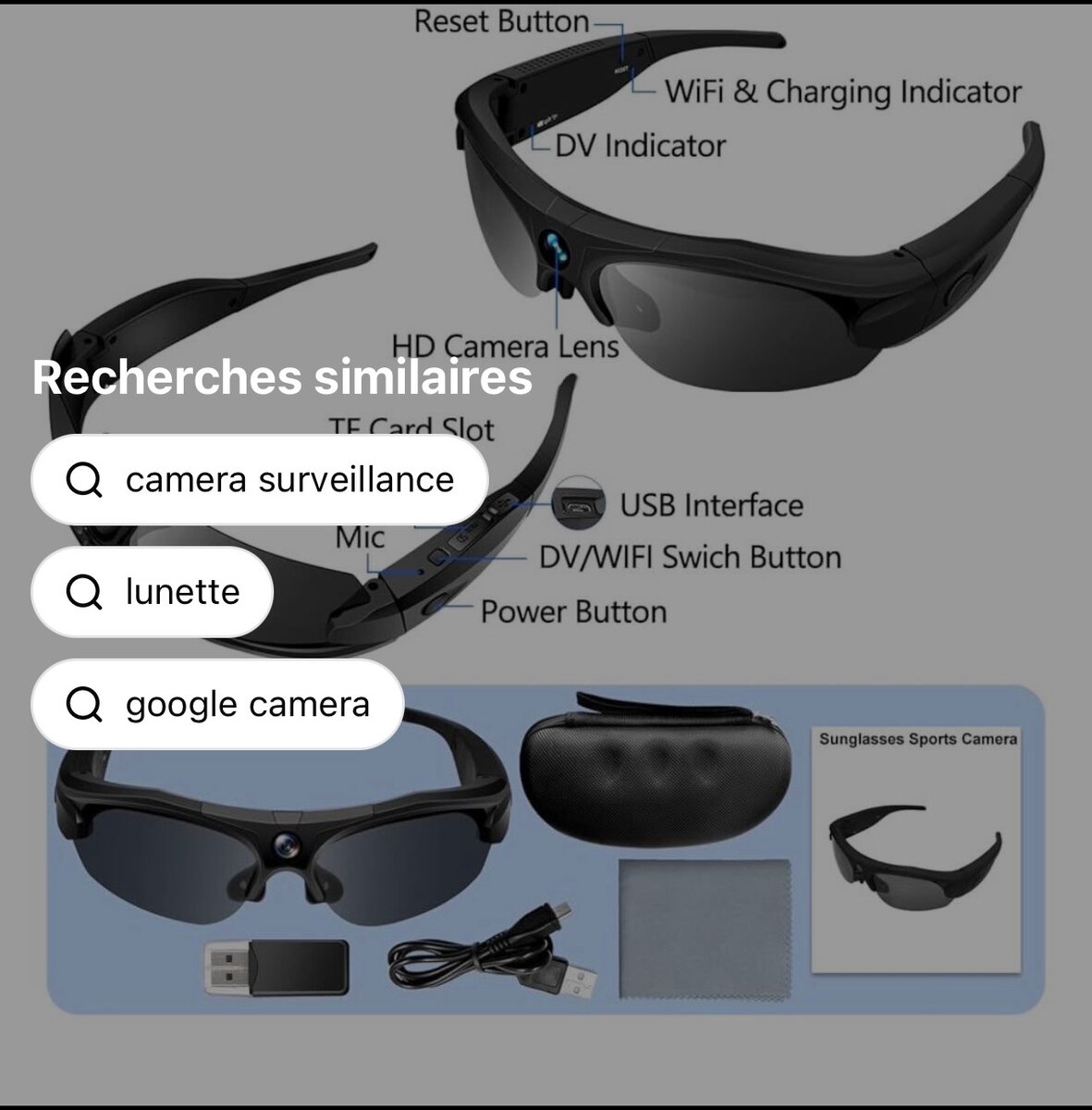 Lunettes Intelligentes Caméra HD
