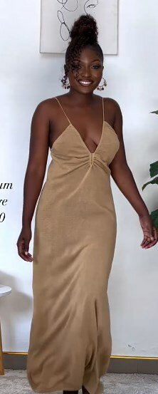 Maxi dress, beige and gold, shiny