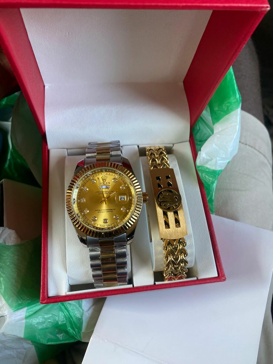 Rolex chain watch with bracelet set