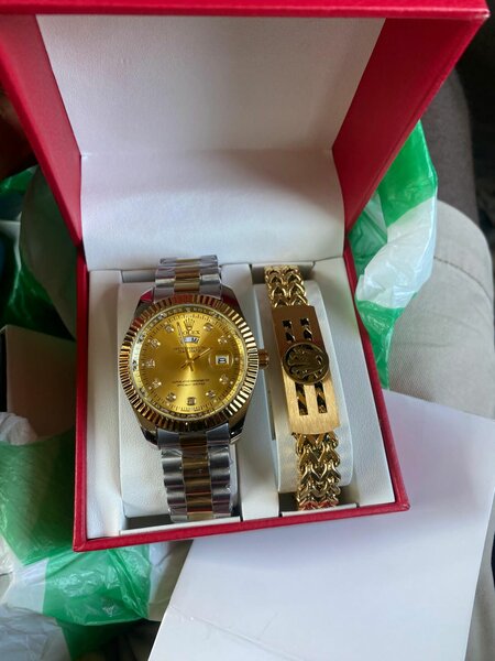 Rolex chain watch with bracelet set