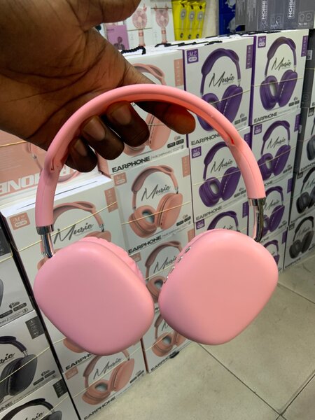 Pink stereo headphones