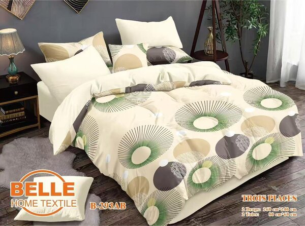 Drap de lit à motif  3p coton