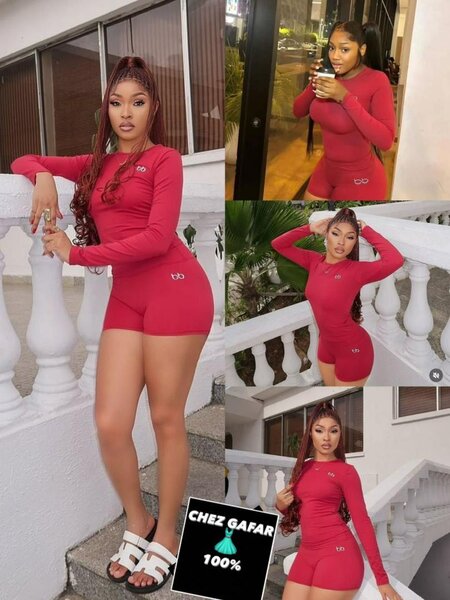 Ensemble cycliste rouge femme