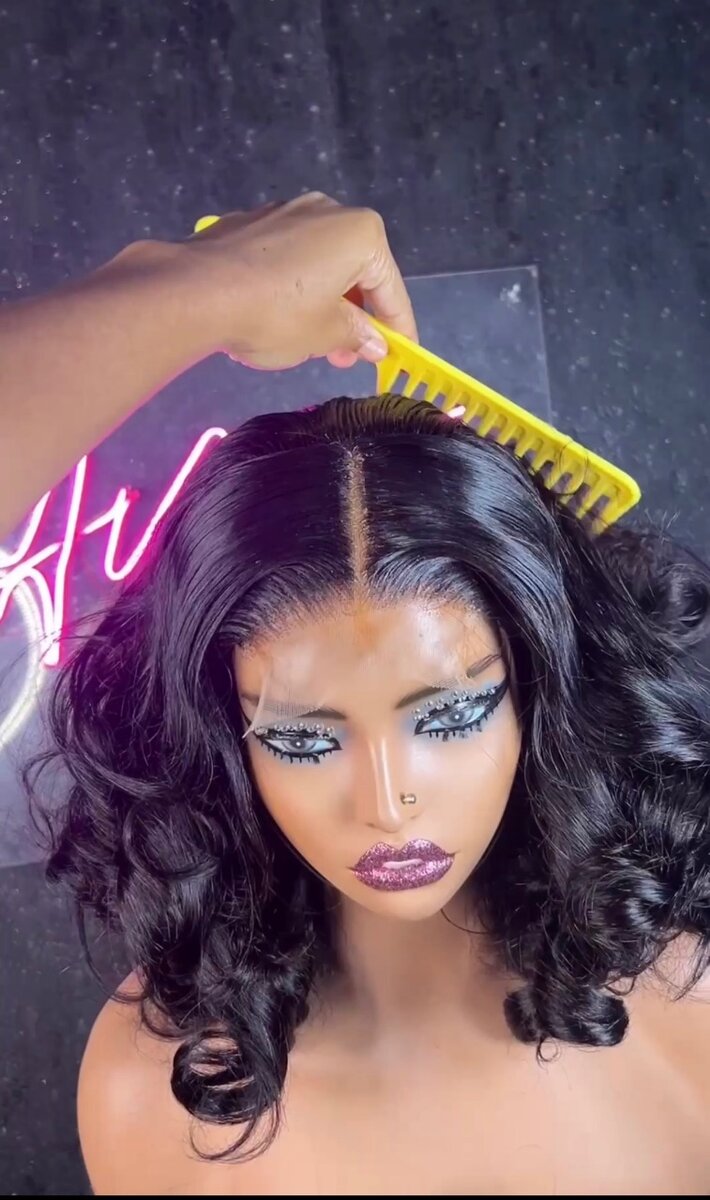 12" Super double drawn Bouncy closure wig