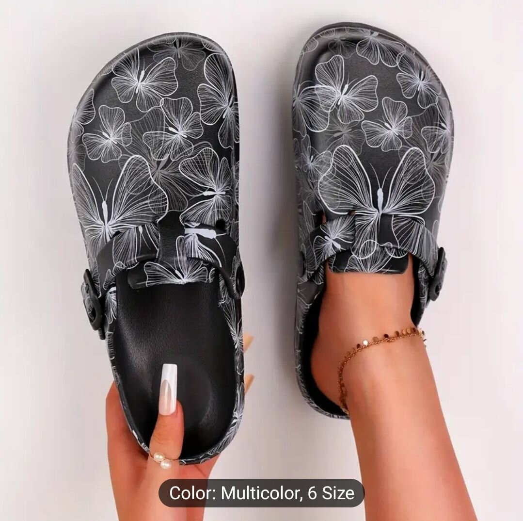 Women's Chic Butterfly Print Slides